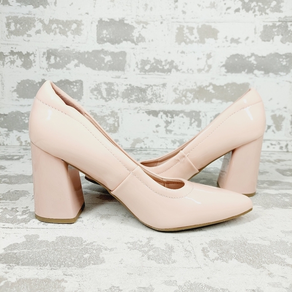 New Anne Klein Grazen Pink Leather Pointed Toe Block Heel Pumps T569 - Picture 5 of 14